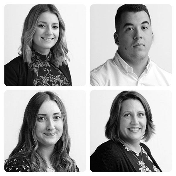 Four new members of staff pictured, Megan, Scott, Jess and Sarah
